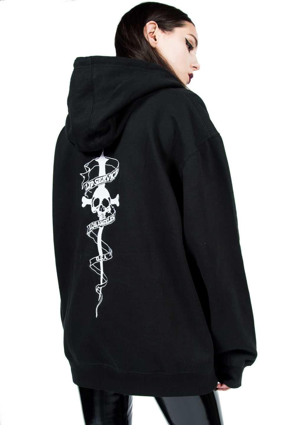 Lip Service Women's Printed Dagger Zip Hoodie in Black