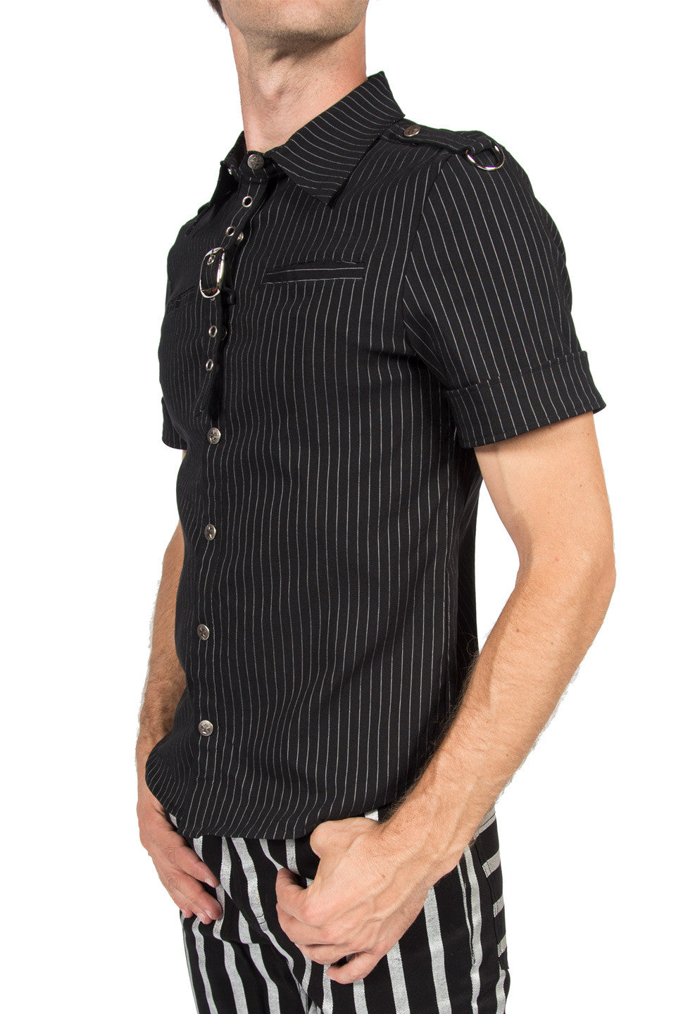 Vintage Gangster Prankster Pinstriped Shirt-Tops-Lip Service