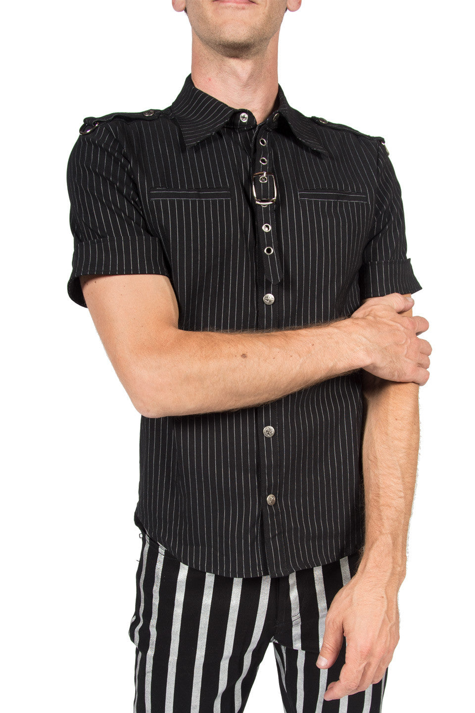 Vintage Gangster Prankster Pinstriped Shirt-Tops-Lip Service