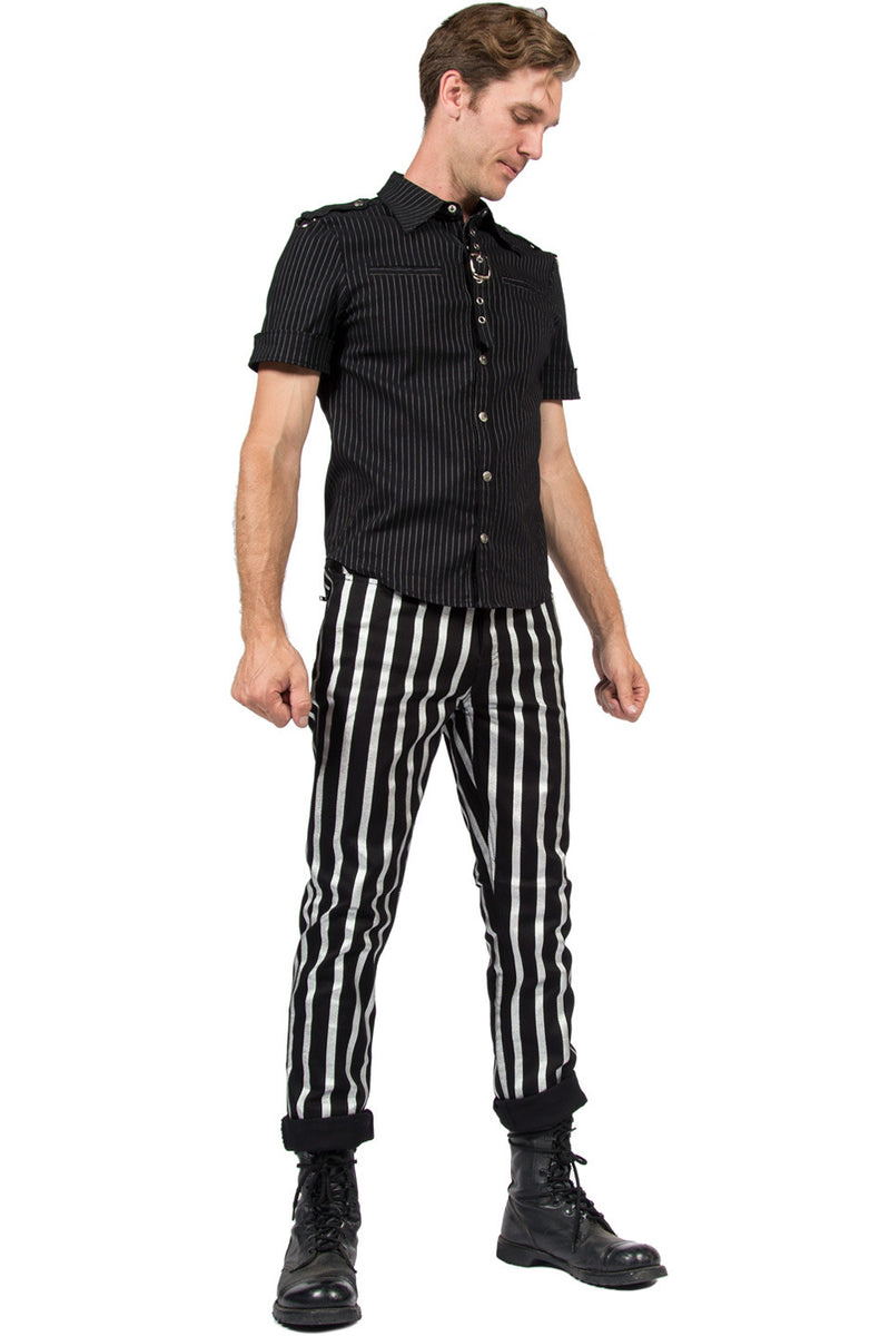 Vintage Gangster Prankster Pinstriped Shirt-Tops-Lip Service
