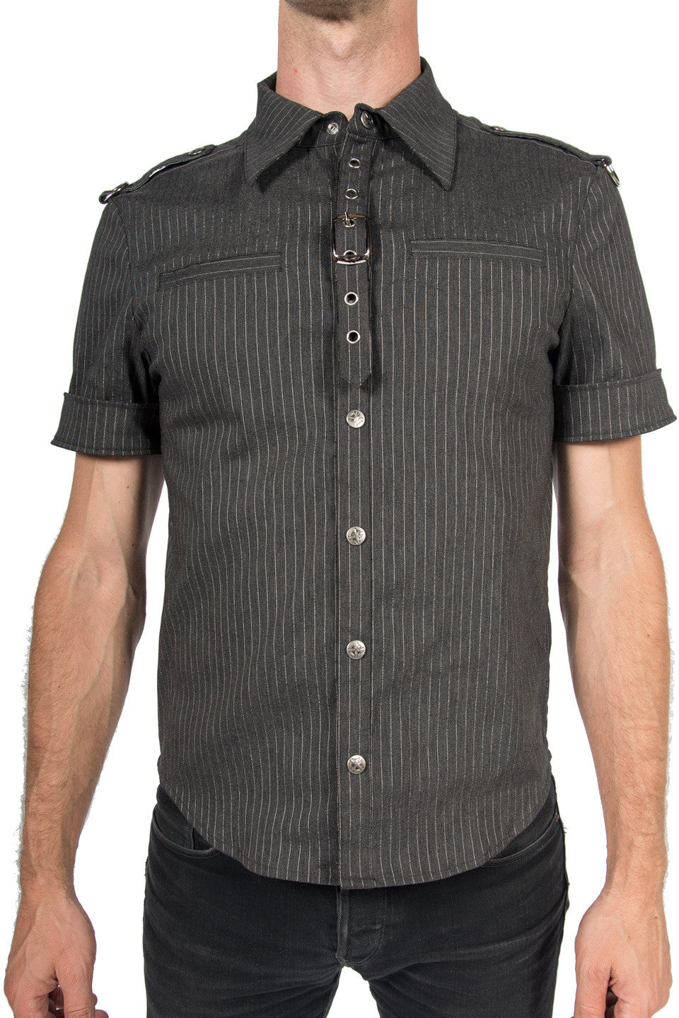 Vintage Gangster Prankster Pinstriped Shirt-Tops-Lip Service