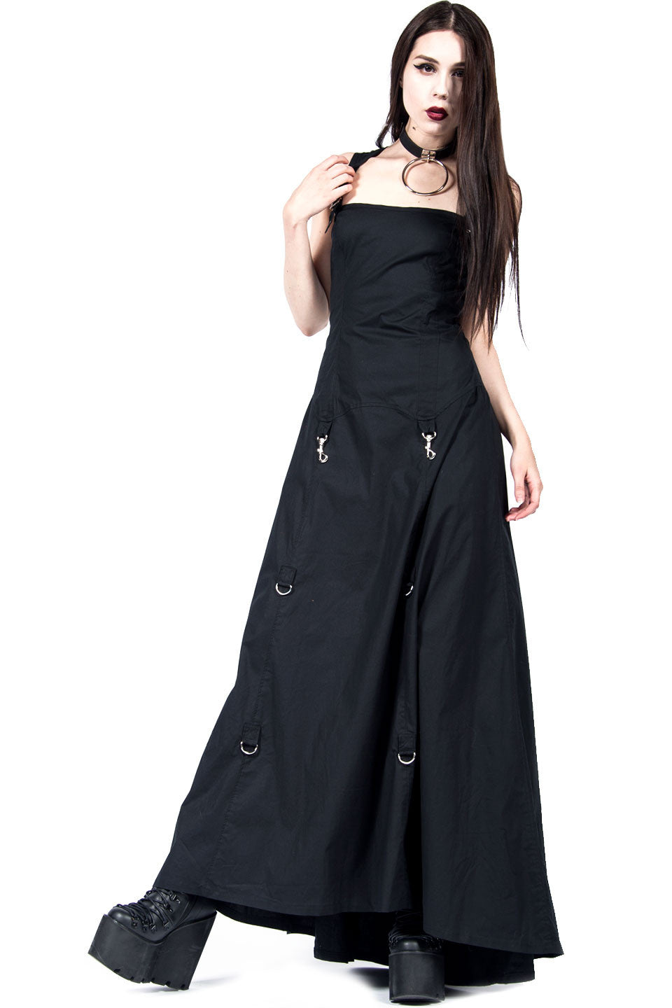 Vintage Long Black Goth Gown-Dresses-Lip Service