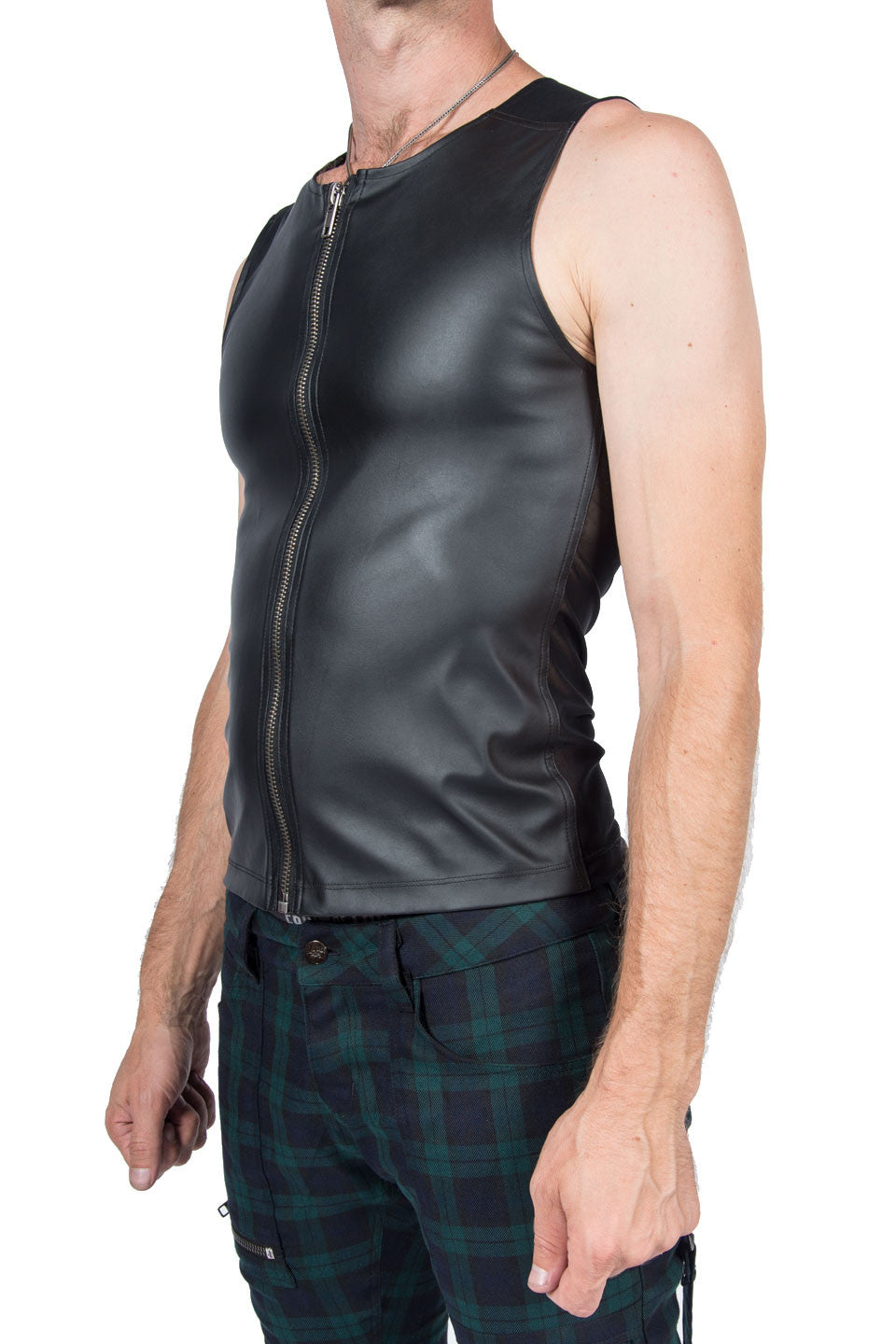 Vintage Zip Front Mesh Back Top-Tops-Lip Service