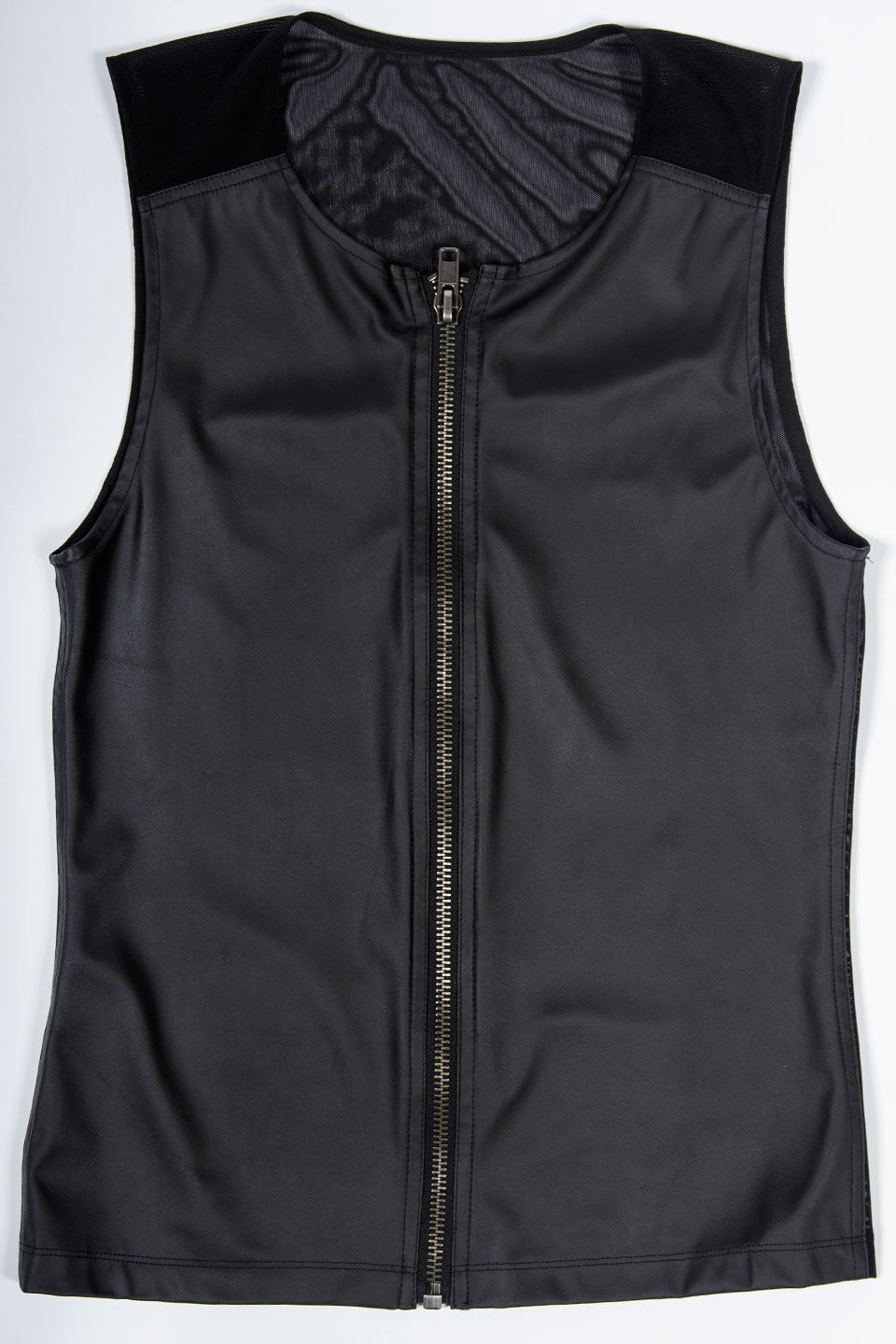 Vintage Zip Front Mesh Back Top-Tops-Lip Service