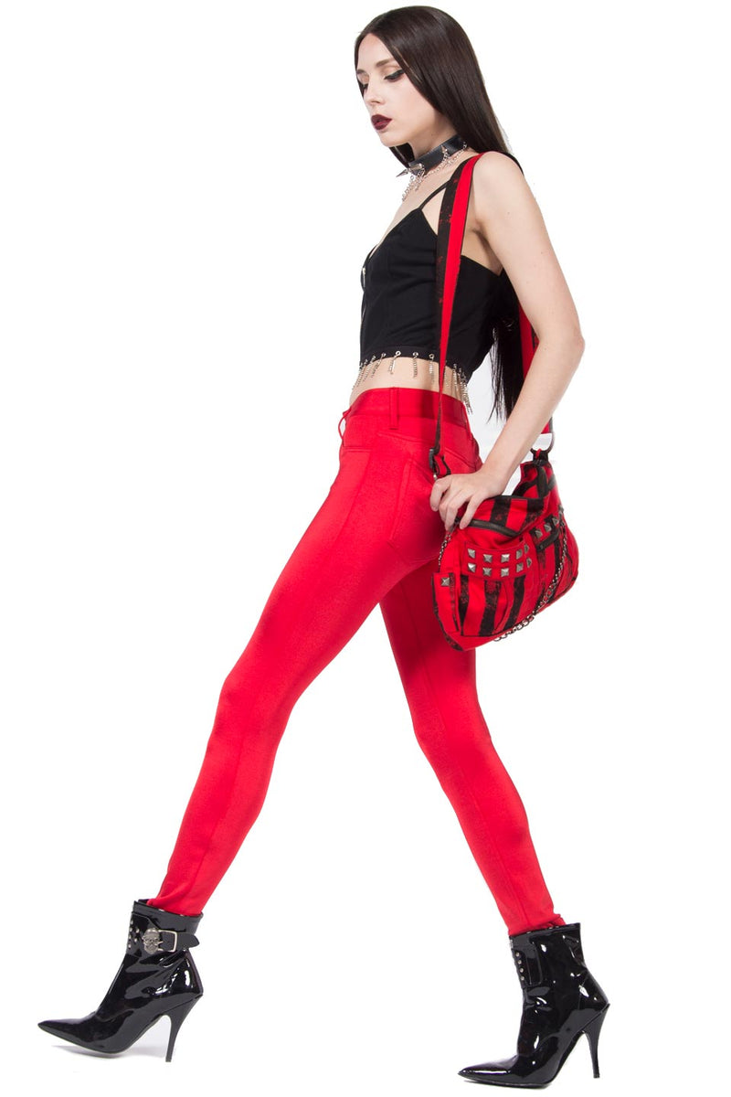 Straight From The Heart Red Glam Spandex Jean-Bottoms-Lip Service