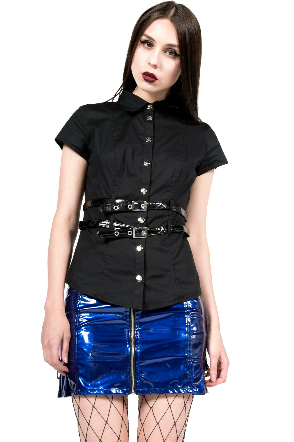 Vintage Cyber Goth Belt Shirt-Tops-Lip Service