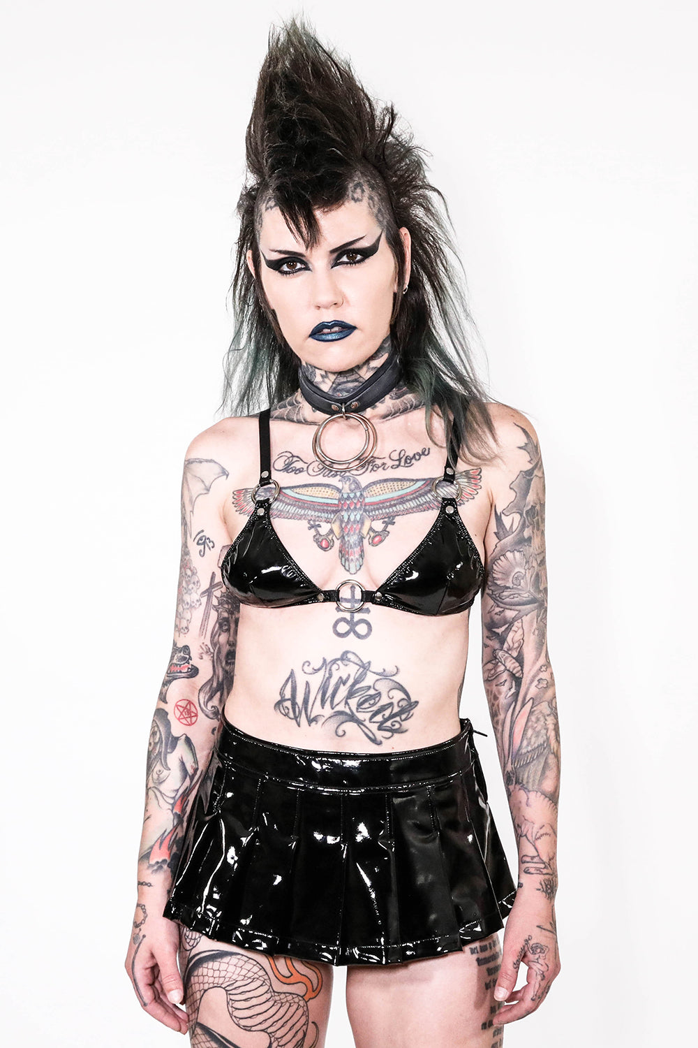 Vinyl PVC Pleated Micro Mini Skirt-Bottoms-Lip Service
