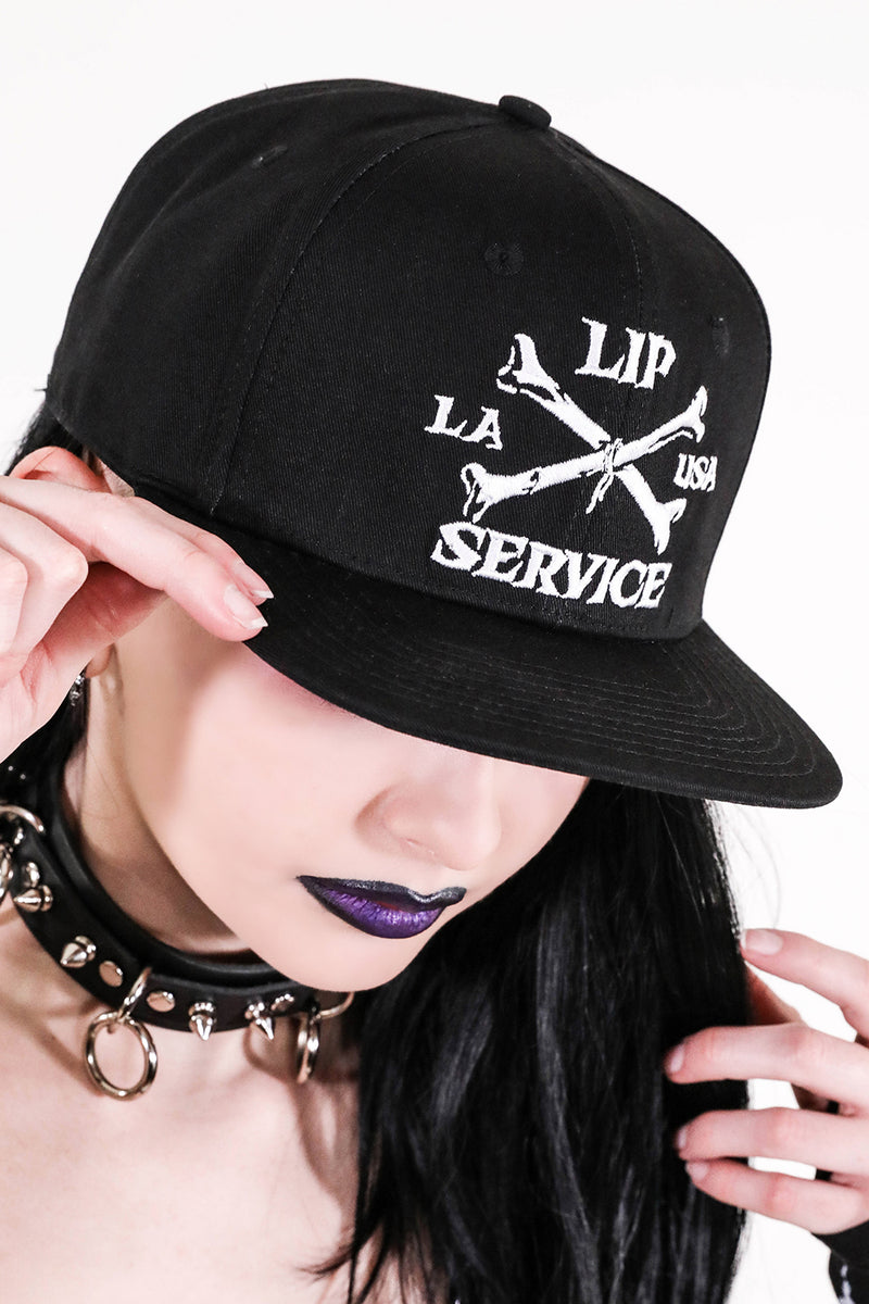 Cross Bones Snapback Baseball Hat B/W-Accessories-Lip Service