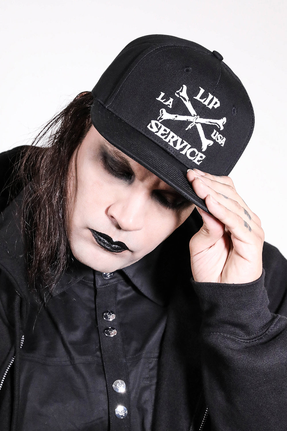Cross Bones Snapback Baseball Hat B/W-Accessories-Lip Service
