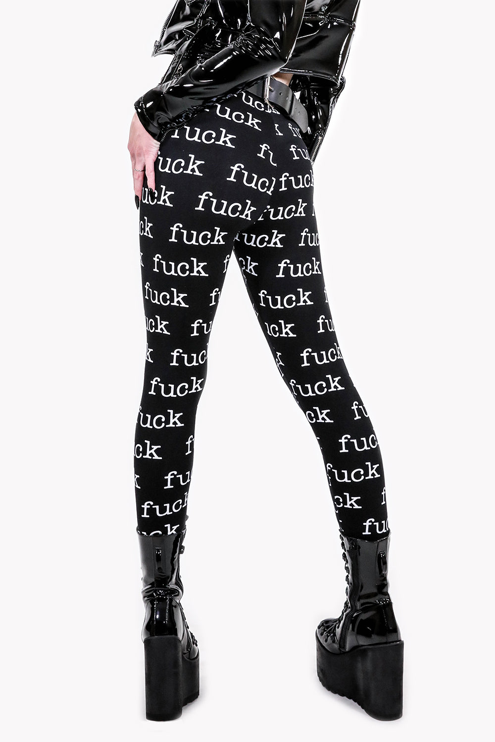 FUCK Print Leggings-Leggings-Lip Service