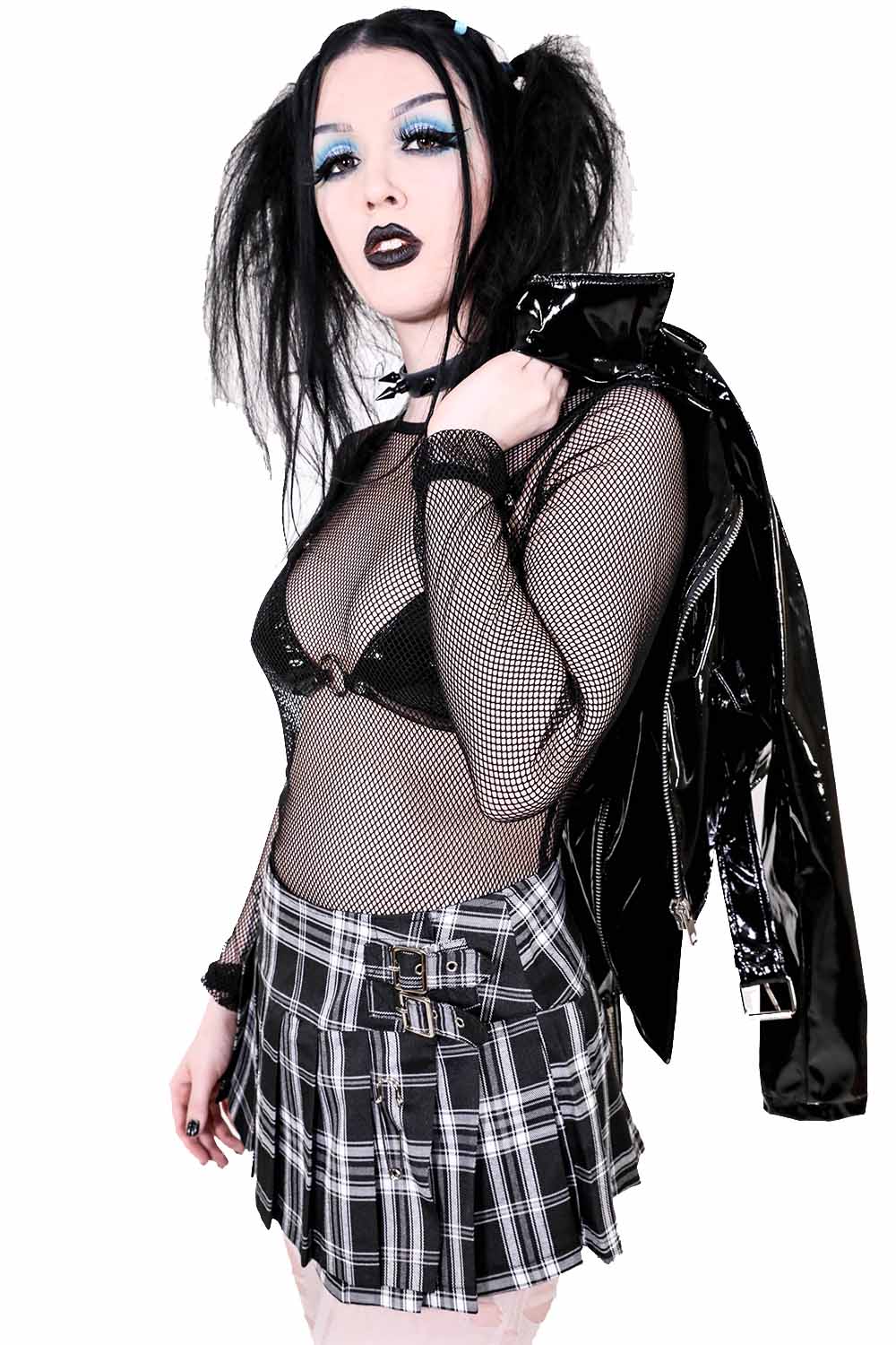 World's End Pleated Mini Skirt in Black Plaid-Skirts-Lip Service