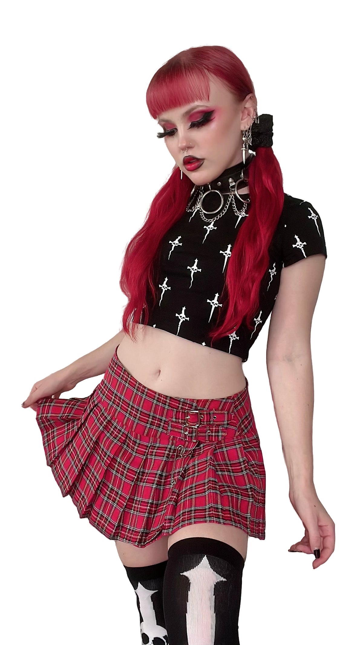 World's End Pleated Mini Skirt Red-Skirts-Lip Service