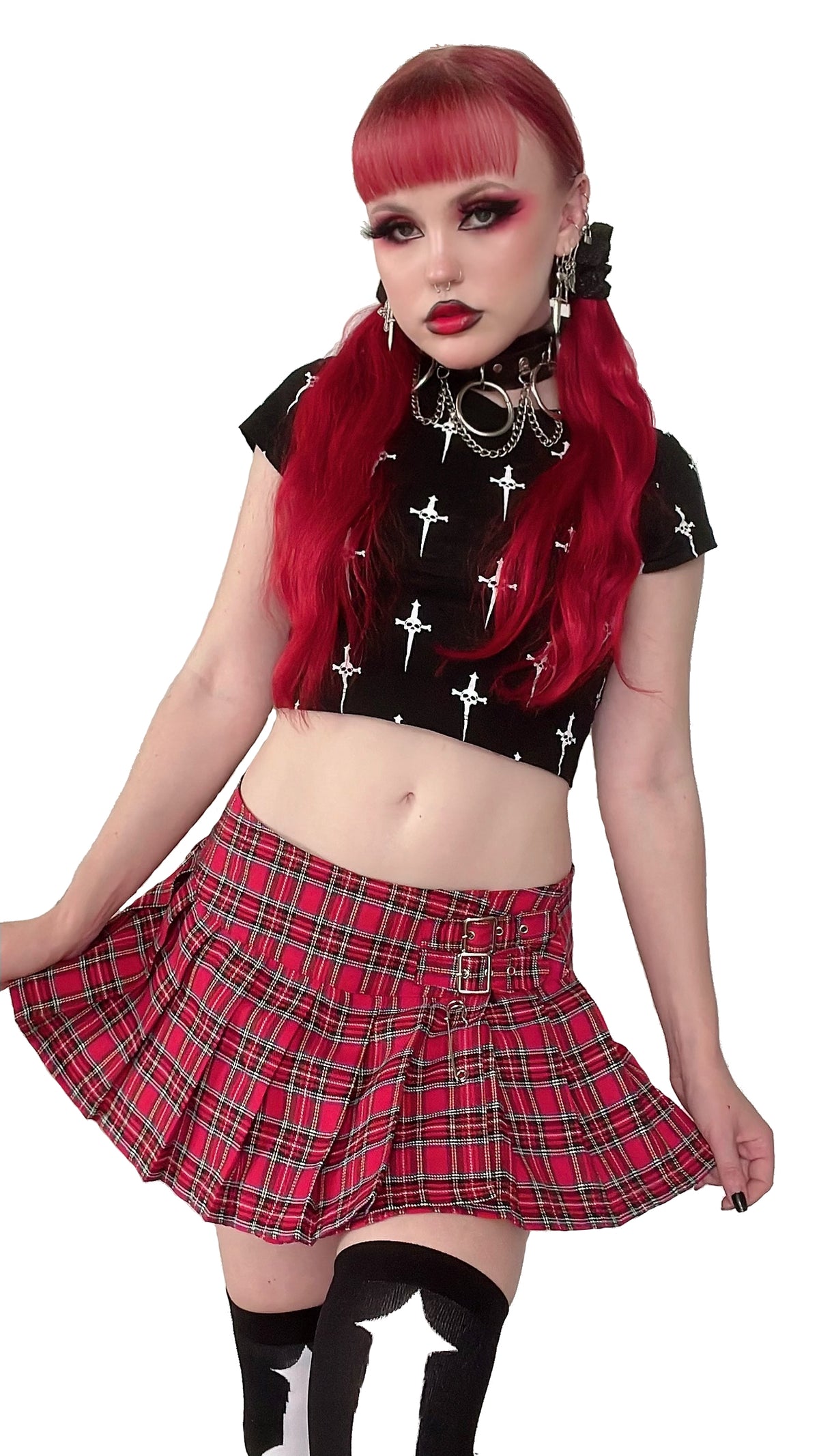 World's End Pleated Mini Skirt Red-Skirts-Lip Service