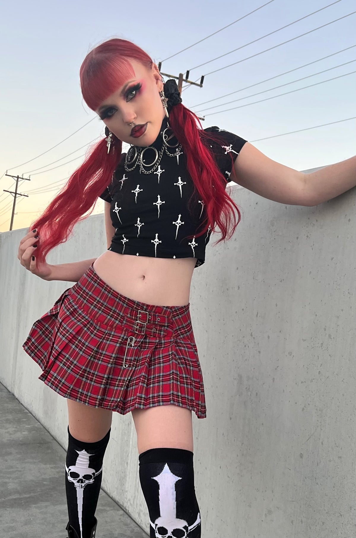 World's End Pleated Mini Skirt Red-Skirts-Lip Service