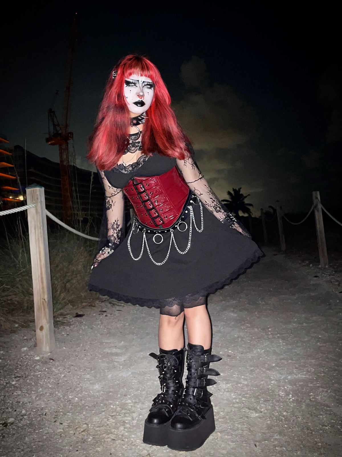 Classic FETISH Vinyl Waist Cincher in VAMPIRE RED-Tops-Lip Service