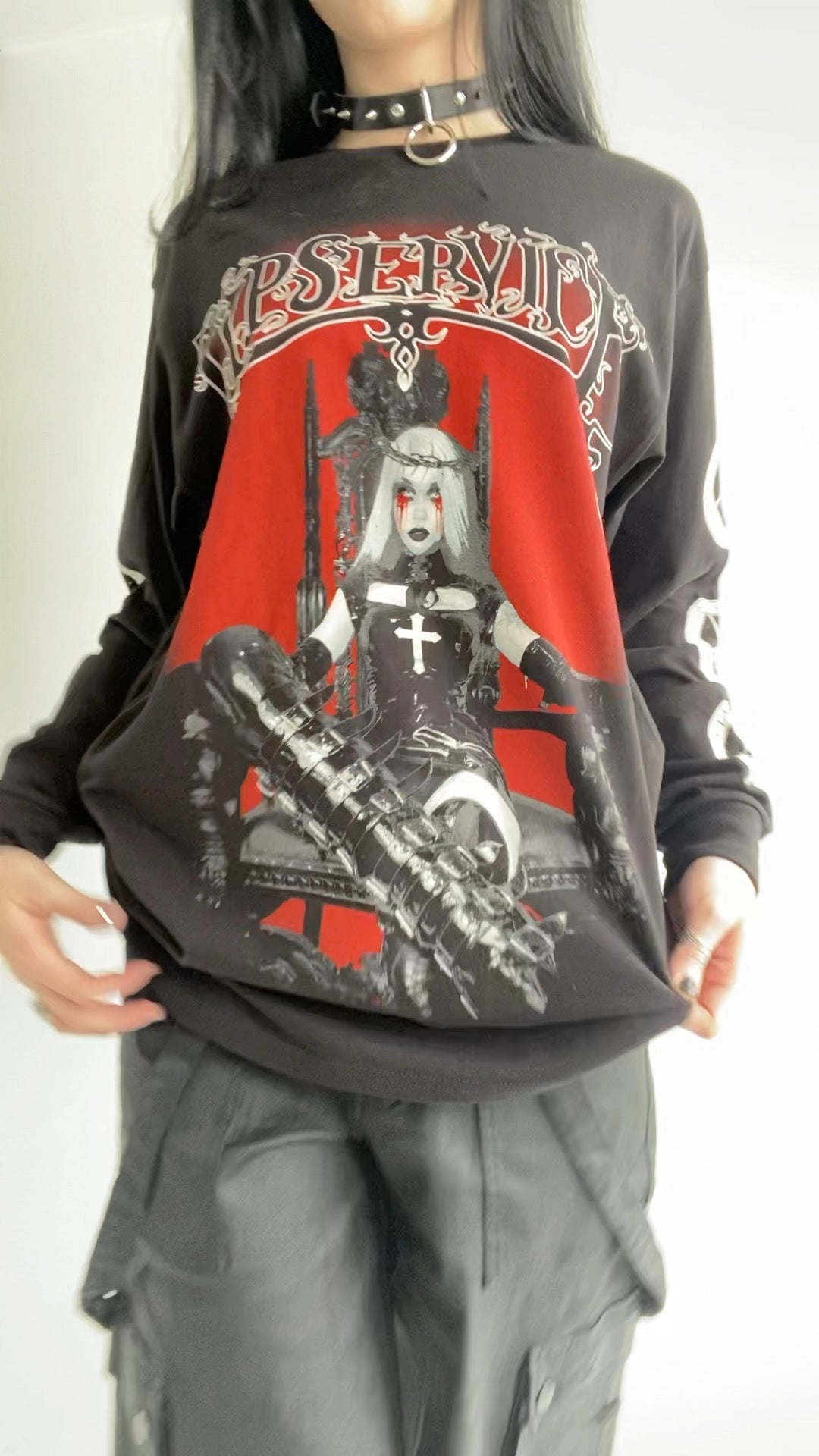 Cradle Worship Long Sleeve T-shirt-Tops-Lip Service
