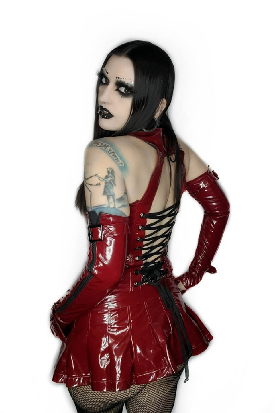 [Blood Supply]Alice Dark Gothic Corset and Lace-up Set (Black) - S / Single  Bustier: Includes Free Bra Pad.