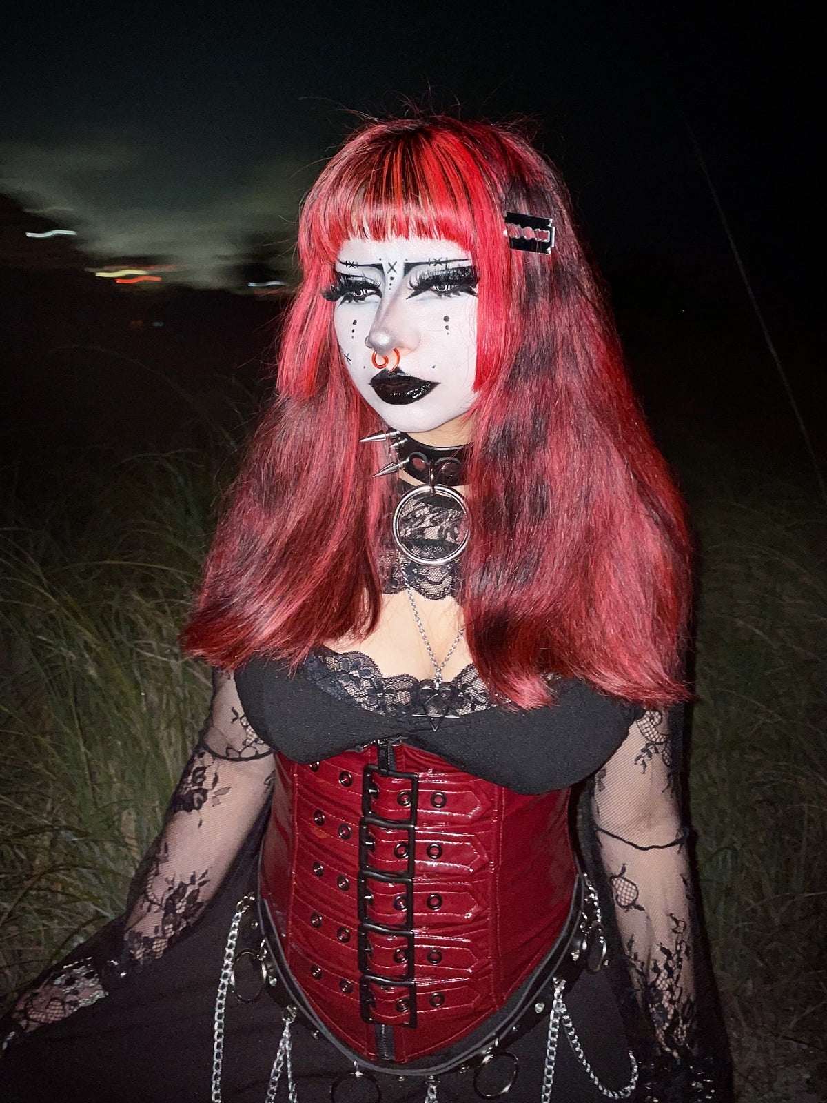 Classic FETISH Vinyl Waist Cincher in VAMPIRE RED-Tops-Lip Service