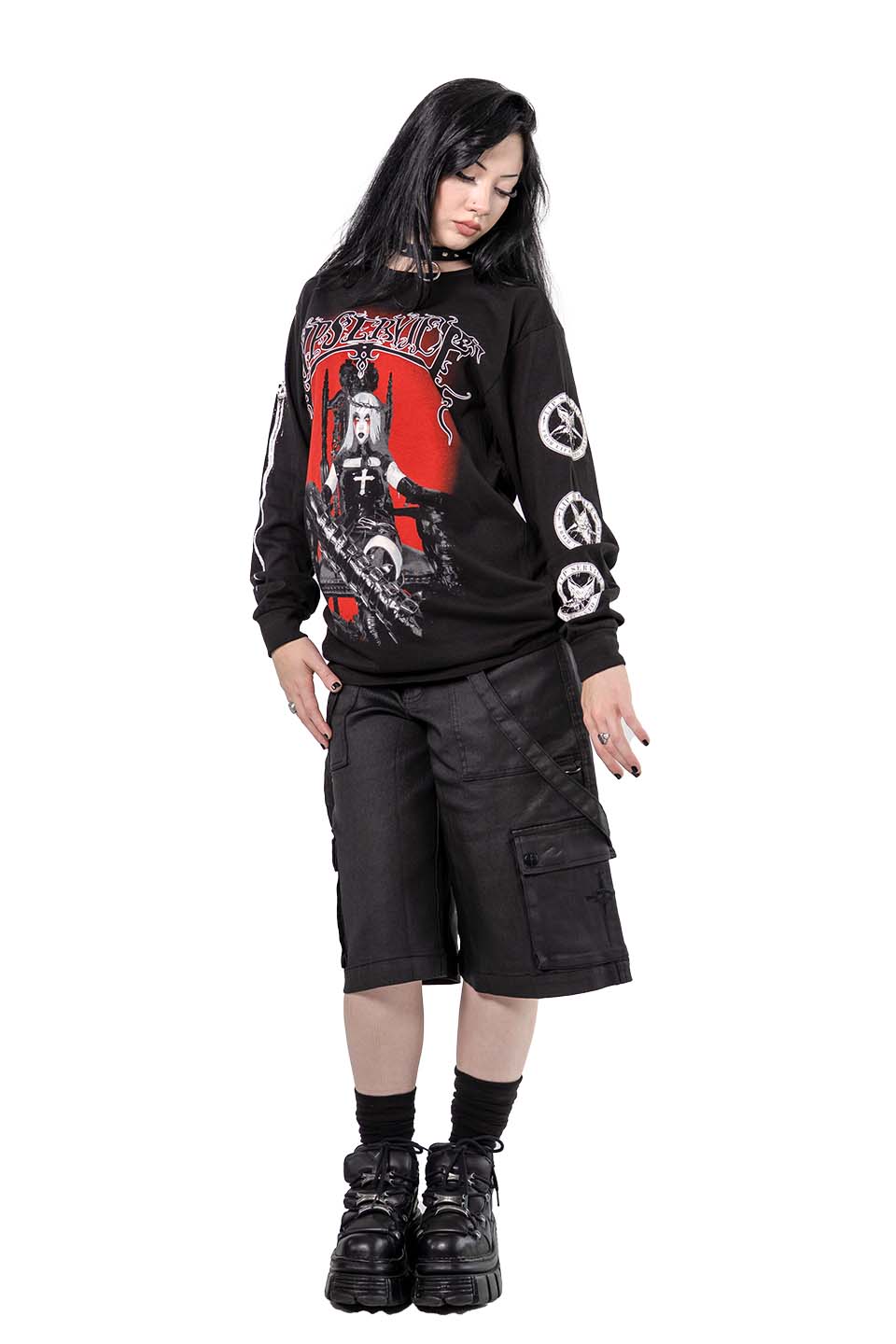 Cradle Worship Long Sleeve T-shirt-Tops-Lip Service