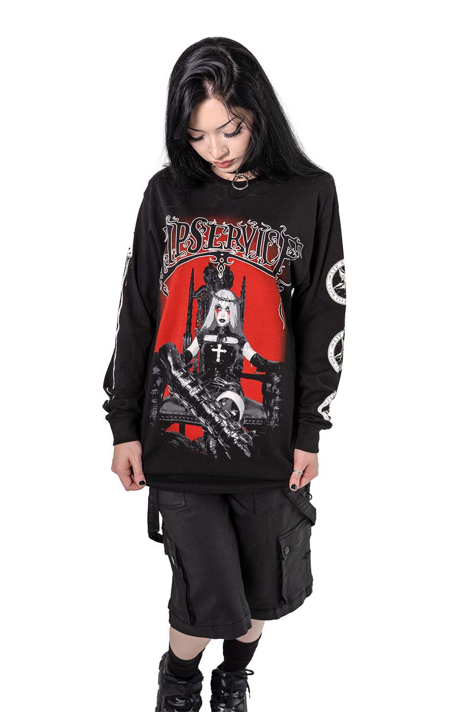 Cradle Worship Long Sleeve T-shirt-Tops-Lip Service