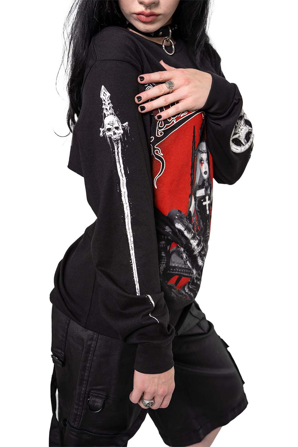 Cradle Worship Long Sleeve T-shirt-Tops-Lip Service