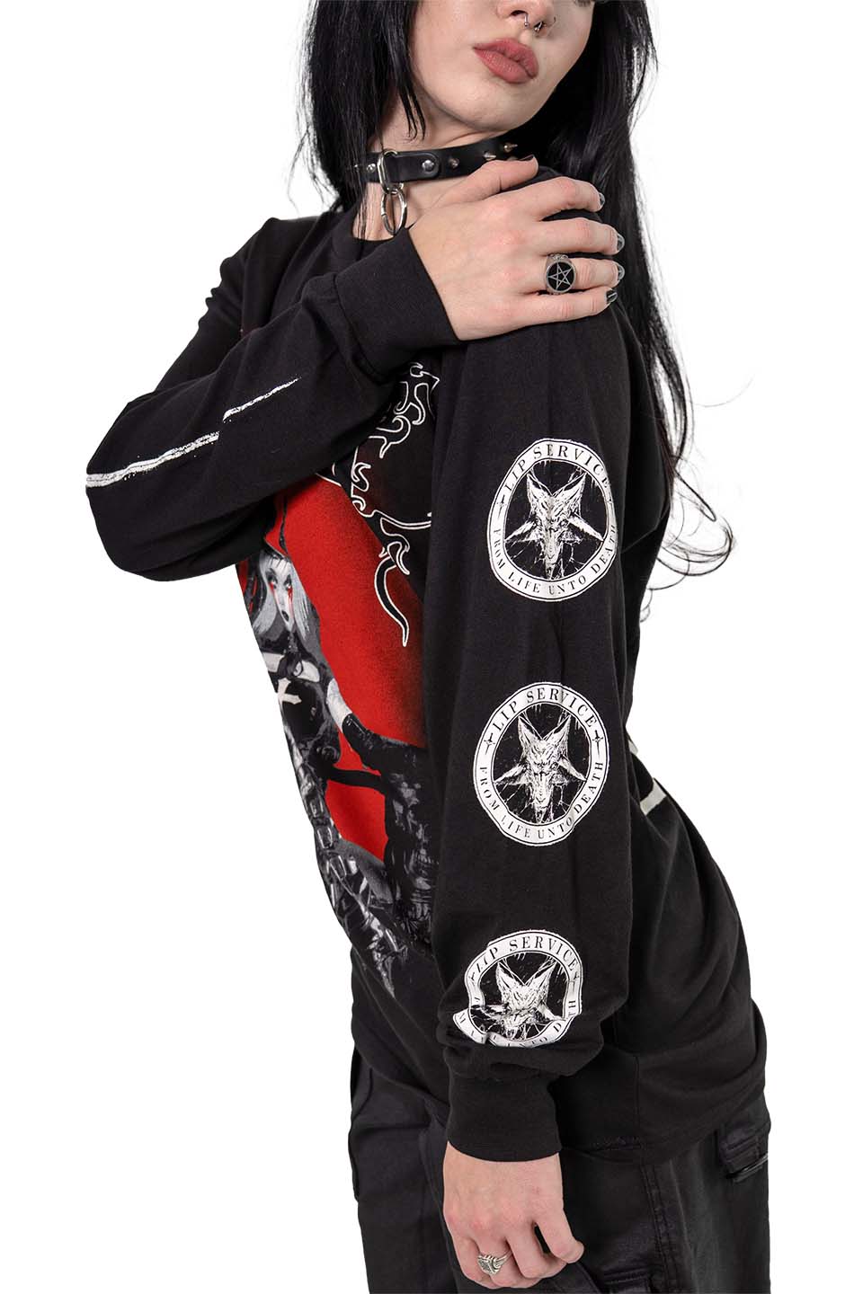 Cradle Worship Long Sleeve T-shirt-Tops-Lip Service