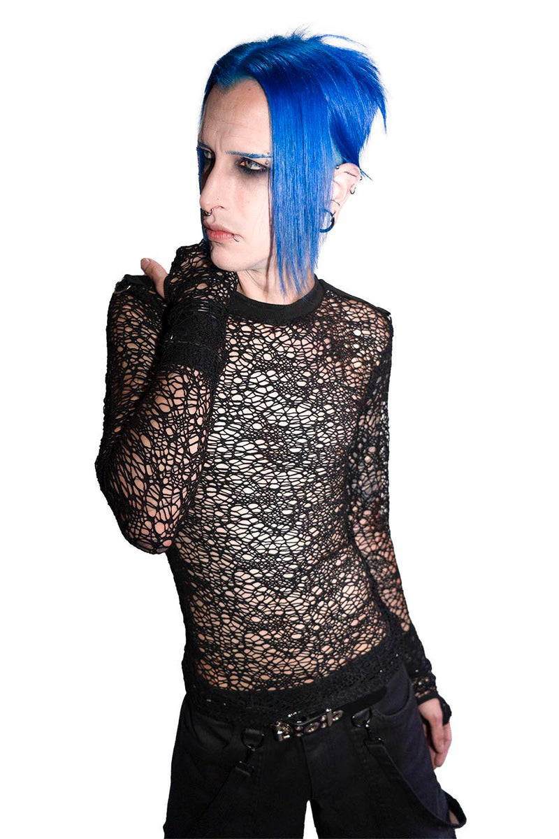 The Wicker Man Web Mesh Long Sleeve Shirt-Tops-Lip Service