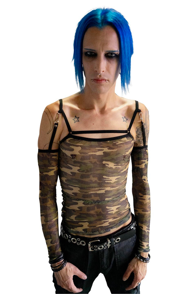 Camo Transformer Fishnet Top-Tops-Lip Service