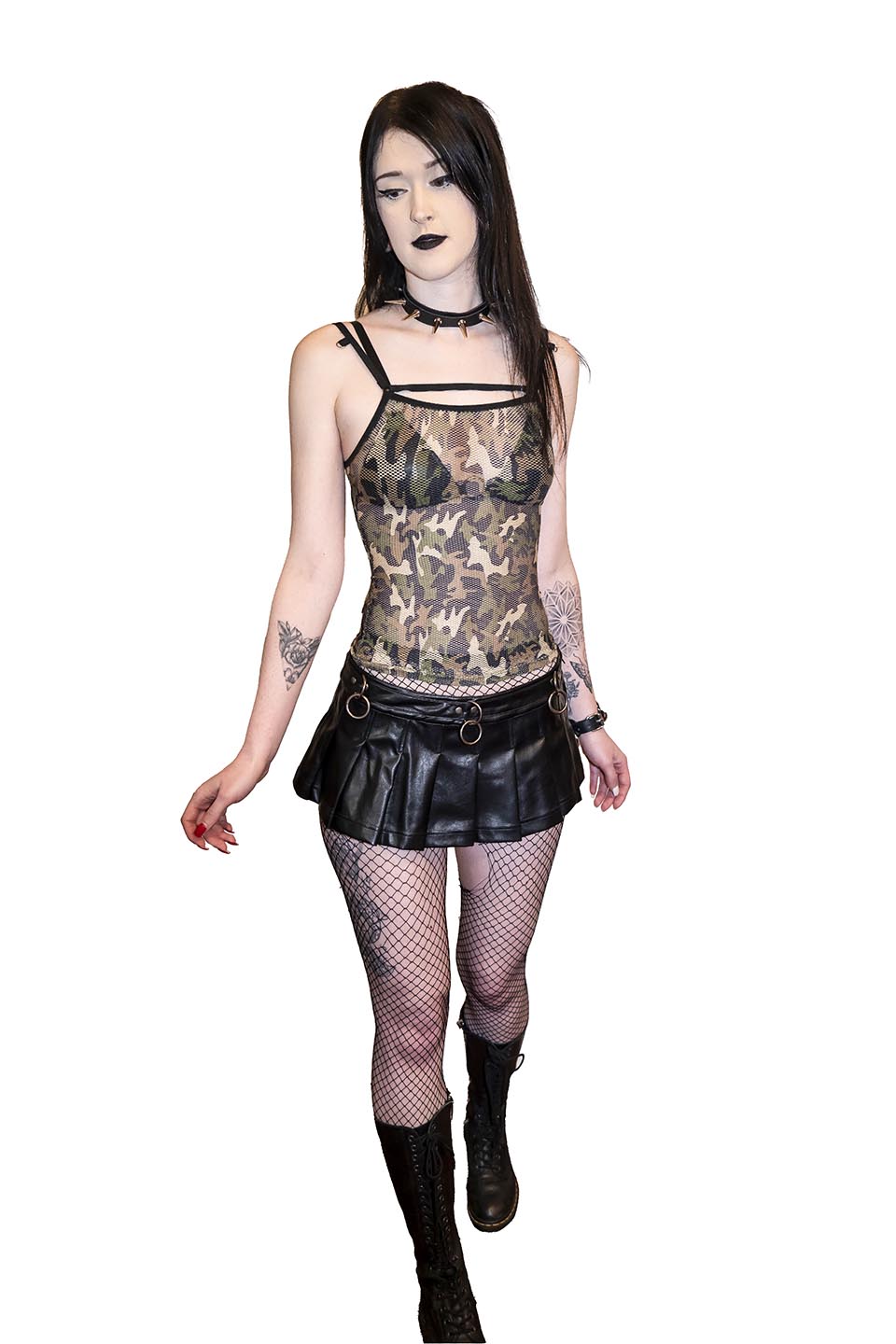 Camo Transformer Fishnet Top-Tops-Lip Service