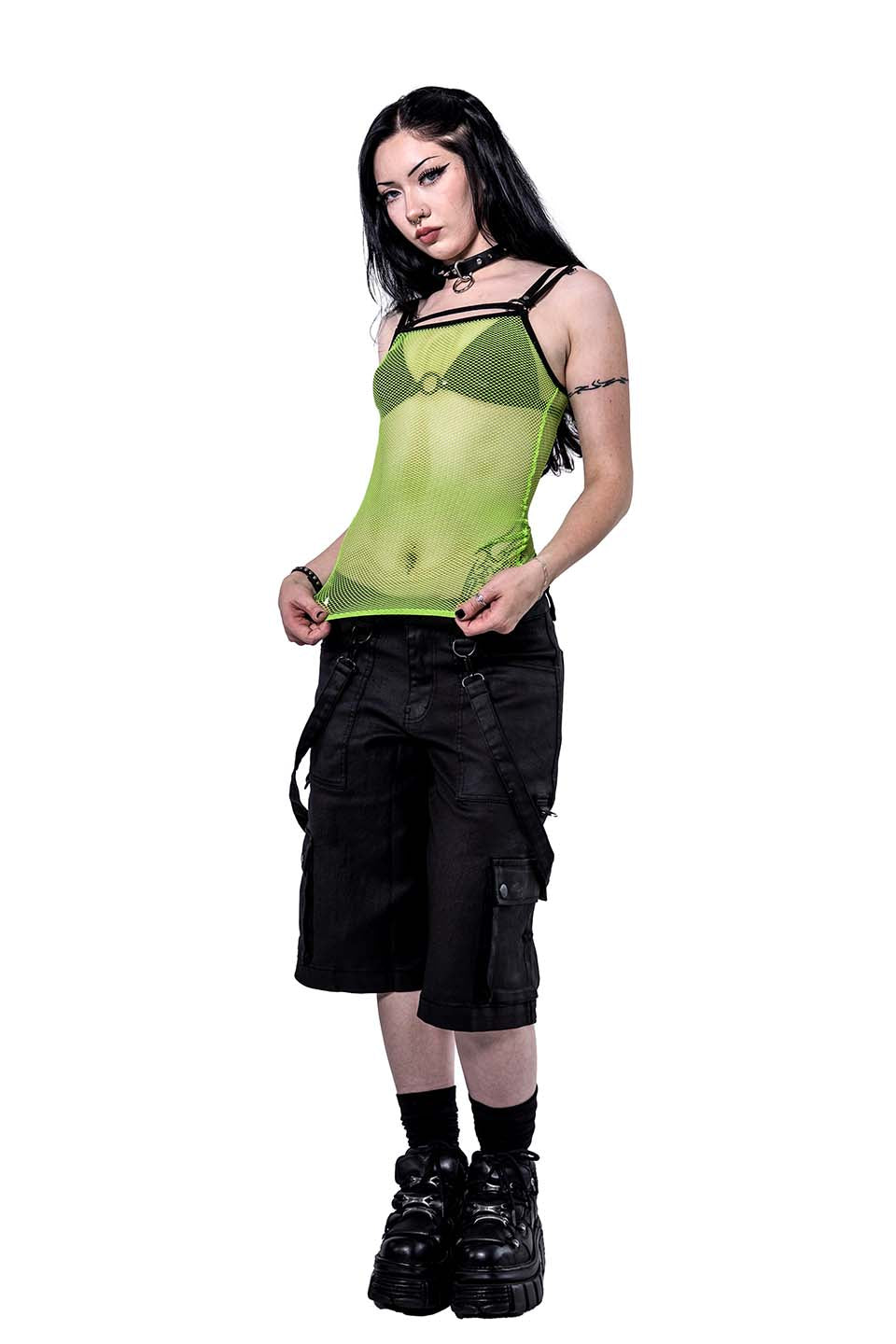 Cyber Green Transformer Fishnet Top-Tops-Lip Service