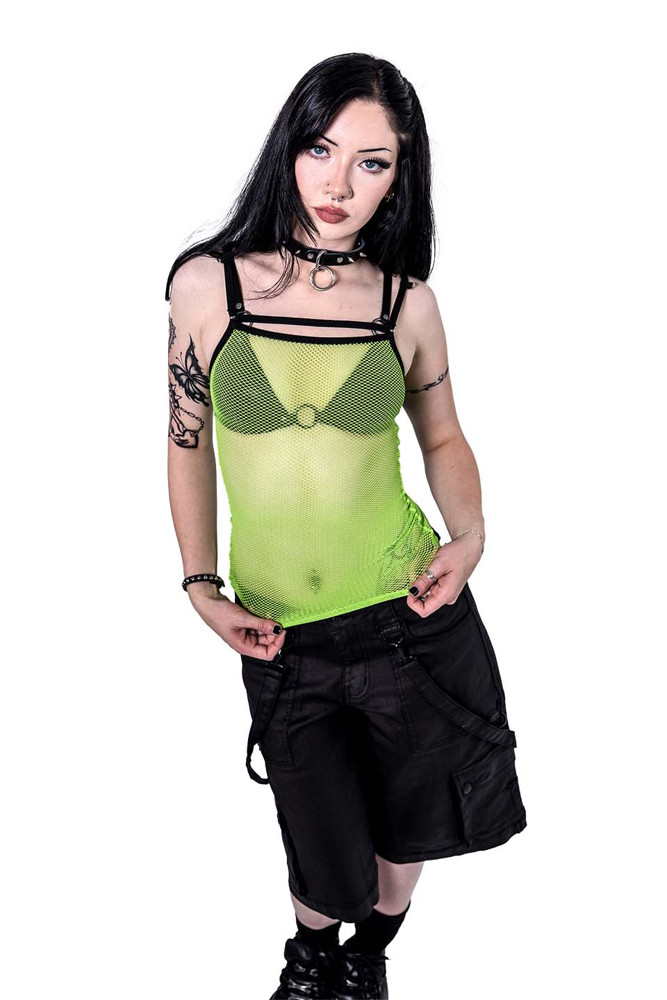 Cyber Green Transformer Fishnet Top-Tops-Lip Service
