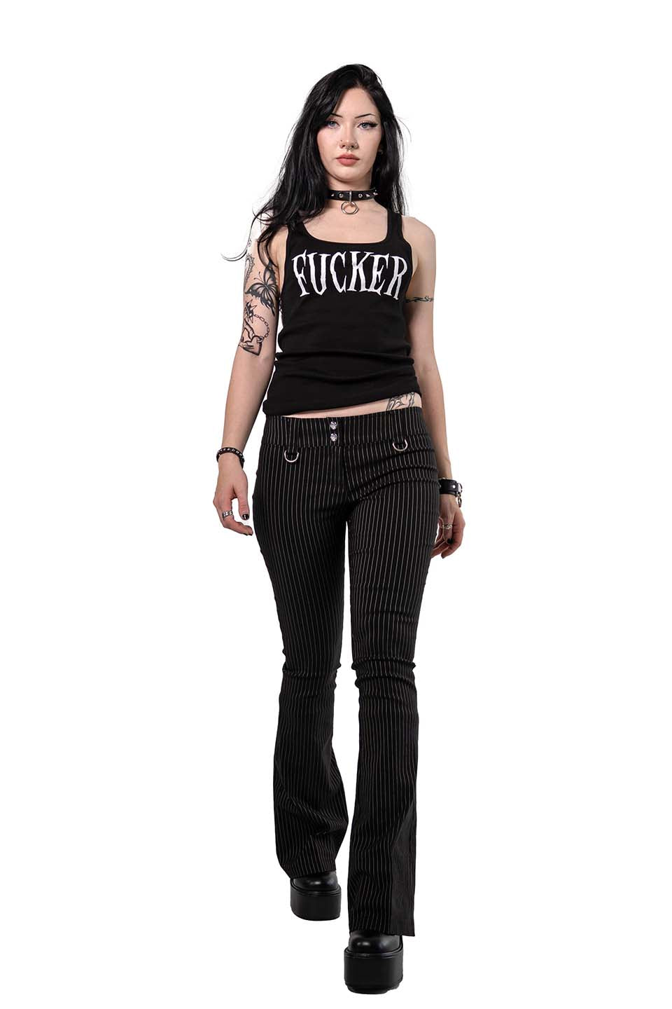 Pinstriped Gangsta Pranksta Pants - Karley-PANTS-Lip Service