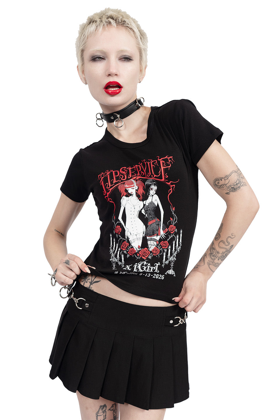 Lip Service X iGirl Coffin Rose Party Tee-Tops-Lip Service