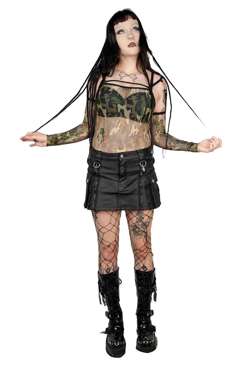 Future Division Industrial Love Waxed Cargo Mini Skirt-Bottoms-Lip
