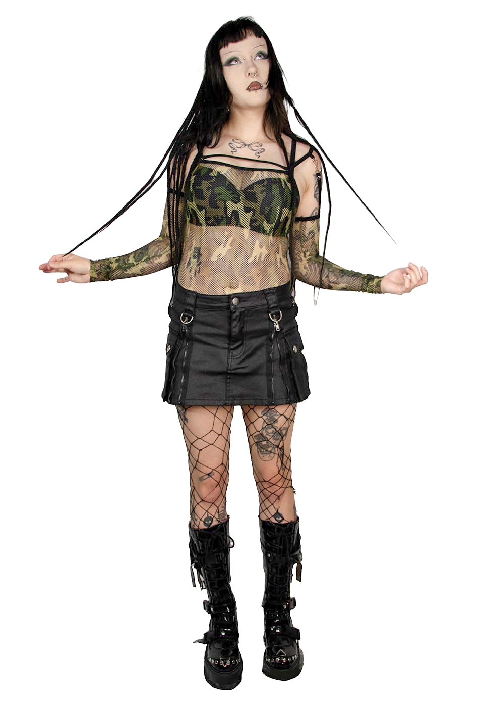 Future Division Industrial Love Waxed Cargo Mini Skirt-Bottoms-Lip Service