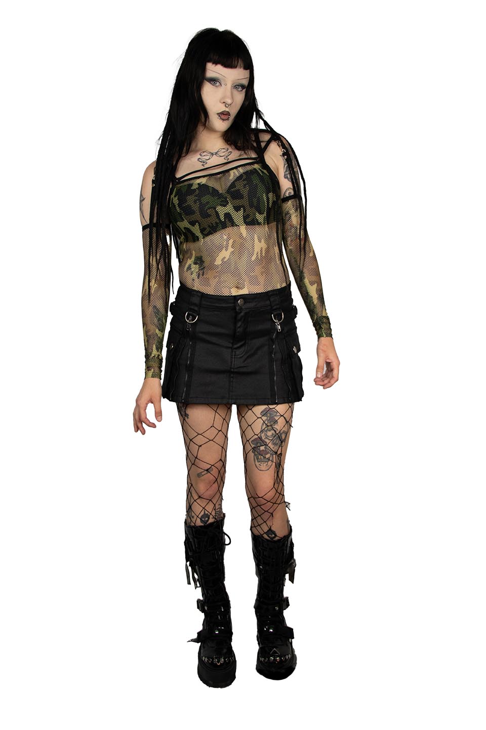 Camo Transformer Fishnet Top-Tops-Lip Service