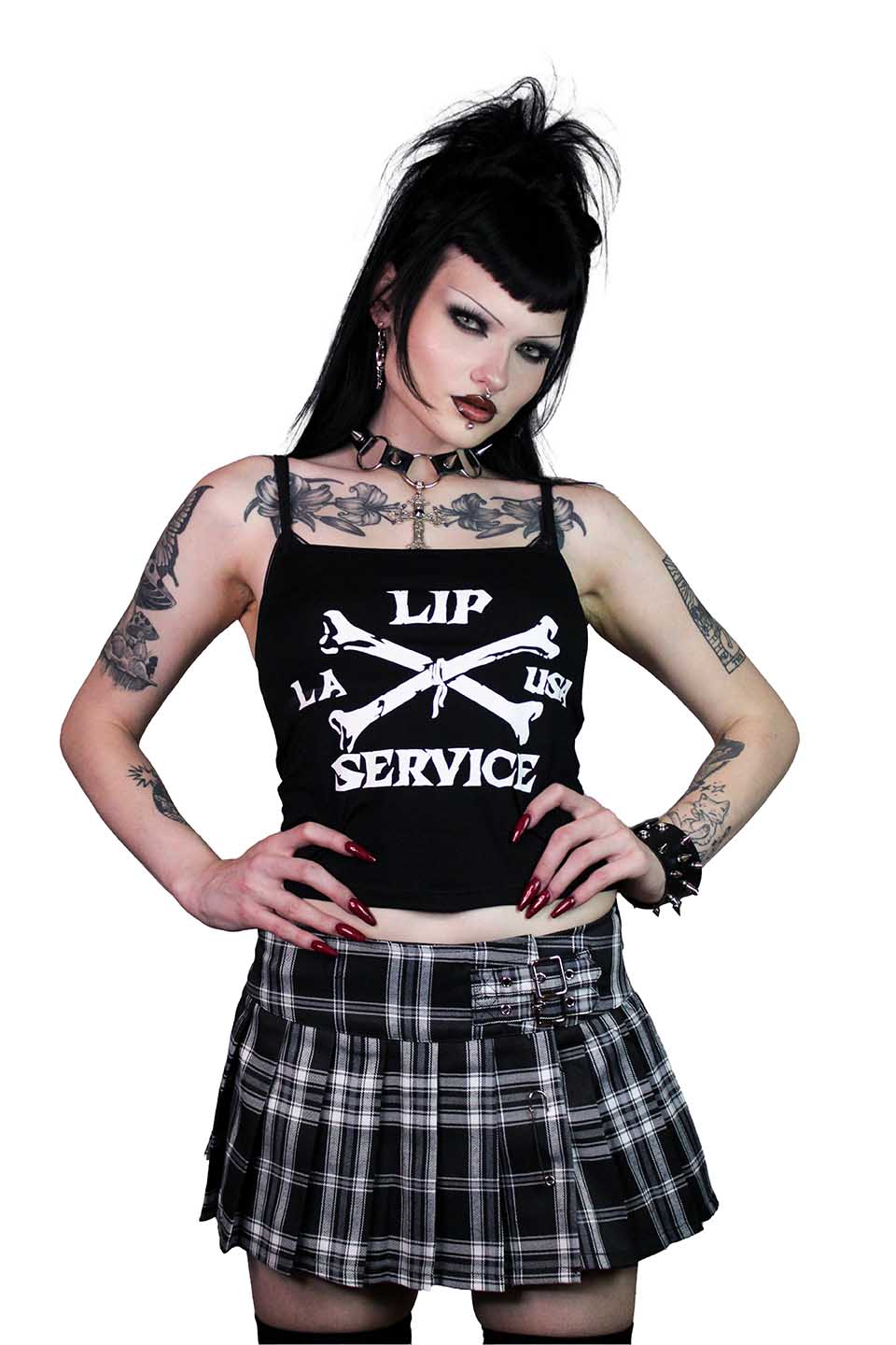 World's End Pleated Mini Skirt in Black Plaid-Skirts-Lip Service