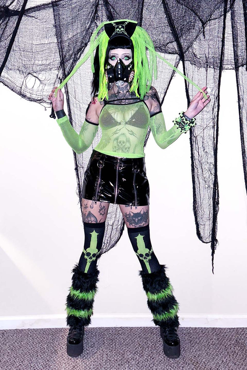 Dagger Thigh High Socks CYBER GREEN-Accessories-Lip Service