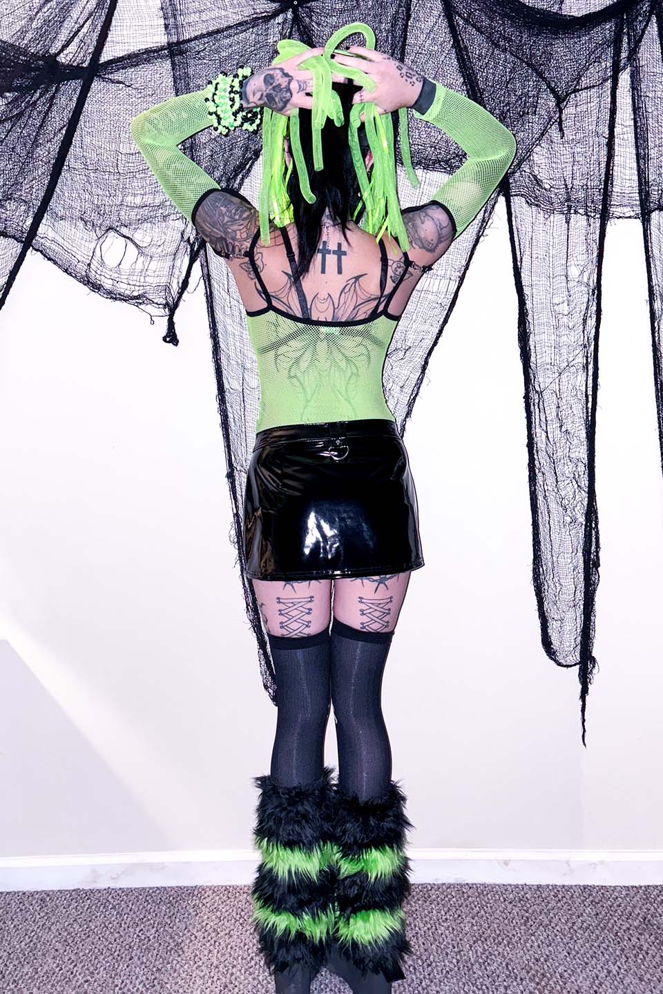 Cyber Green Transformer Fishnet Top-Tops-Lip Service