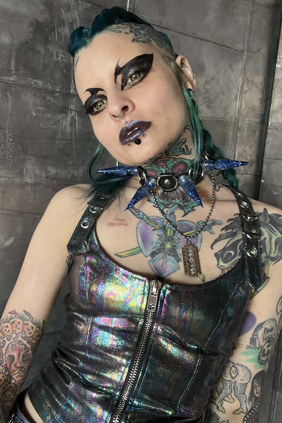 Hardcore Classic PVC Bustier Oil Spill-Tops-Lip Service