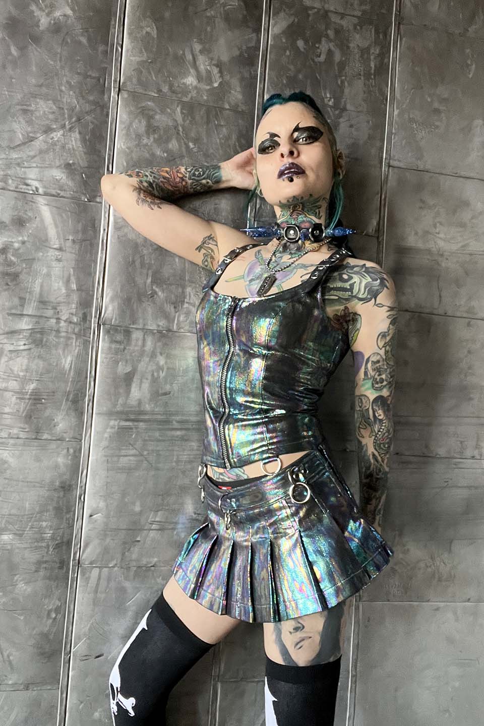 Hardcore Classic PVC Bustier Oil Spill-Tops-Lip Service