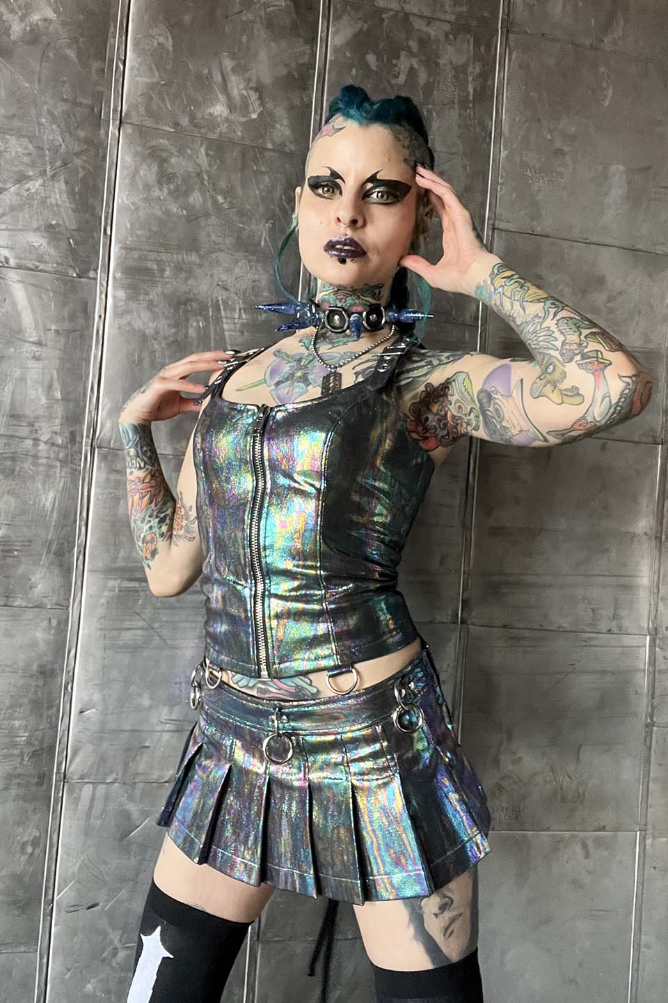 Hardcore Classic PVC Bustier Oil Spill-Tops-Lip Service