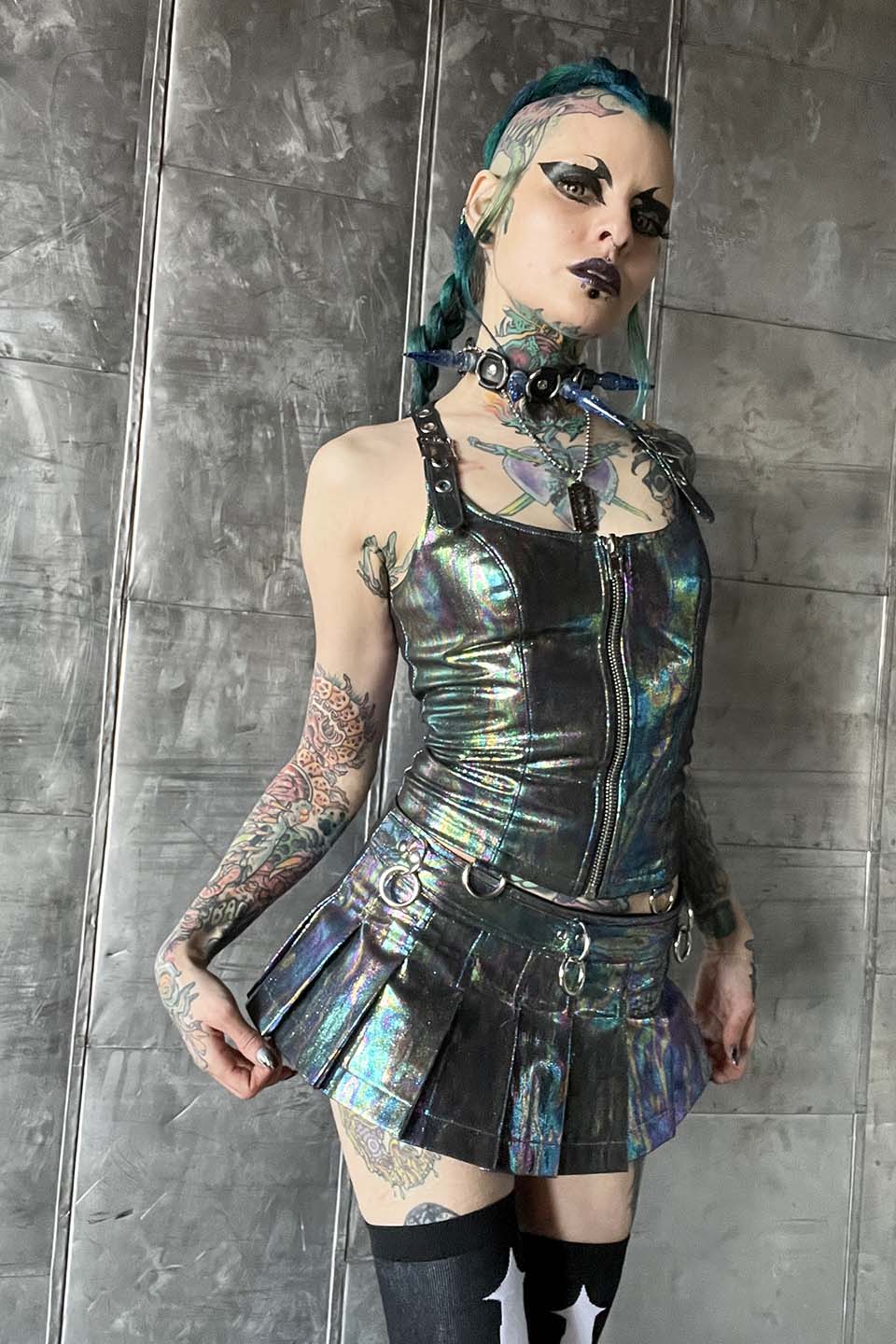 Hardcore Classic PVC Bustier Oil Spill-Tops-Lip Service