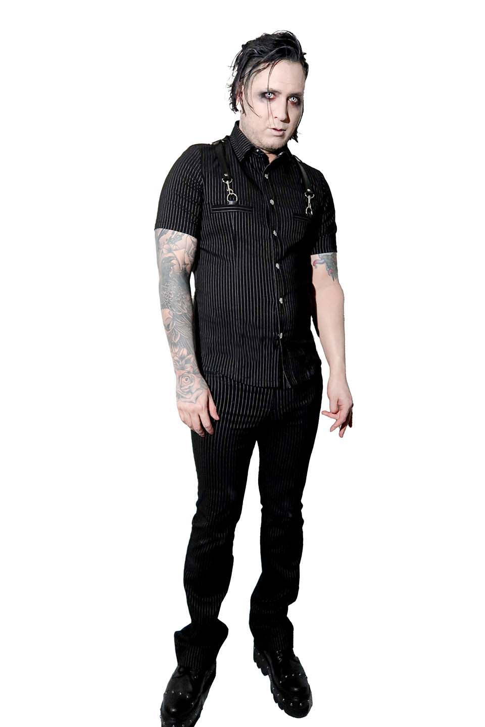 Men's Pinstriped Short Sleeve Gangsta Pranksta Shirt - The Fixer-Tops-Lip Service