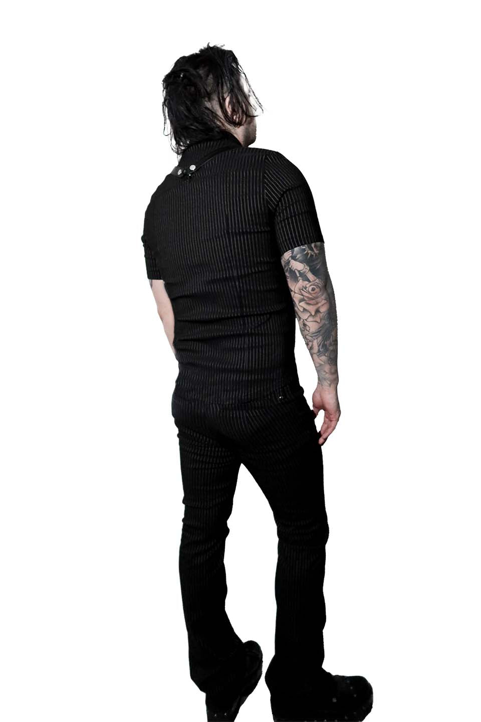 Men's Pinstriped Short Sleeve Gangsta Pranksta Shirt - The Fixer-Tops-Lip Service