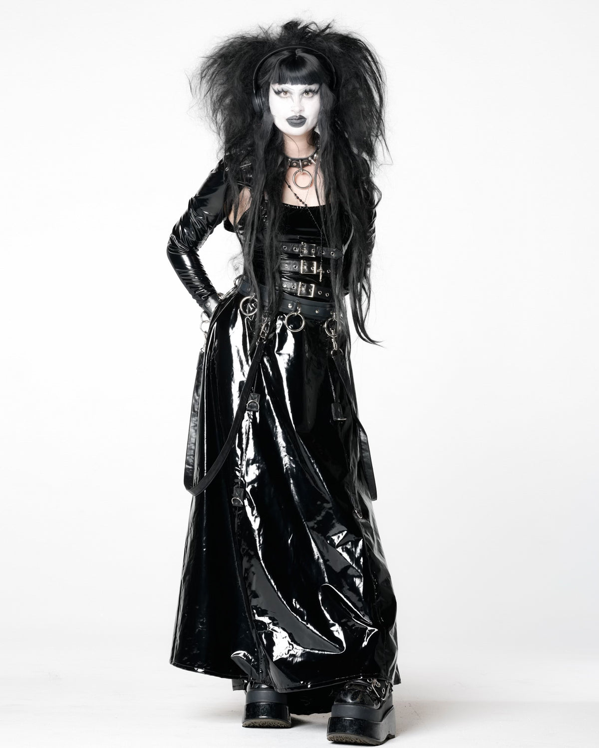 pvc dress black Black PVC Ball Gown Dress Gothic Stretch Vinyl Handmade Evening Gown