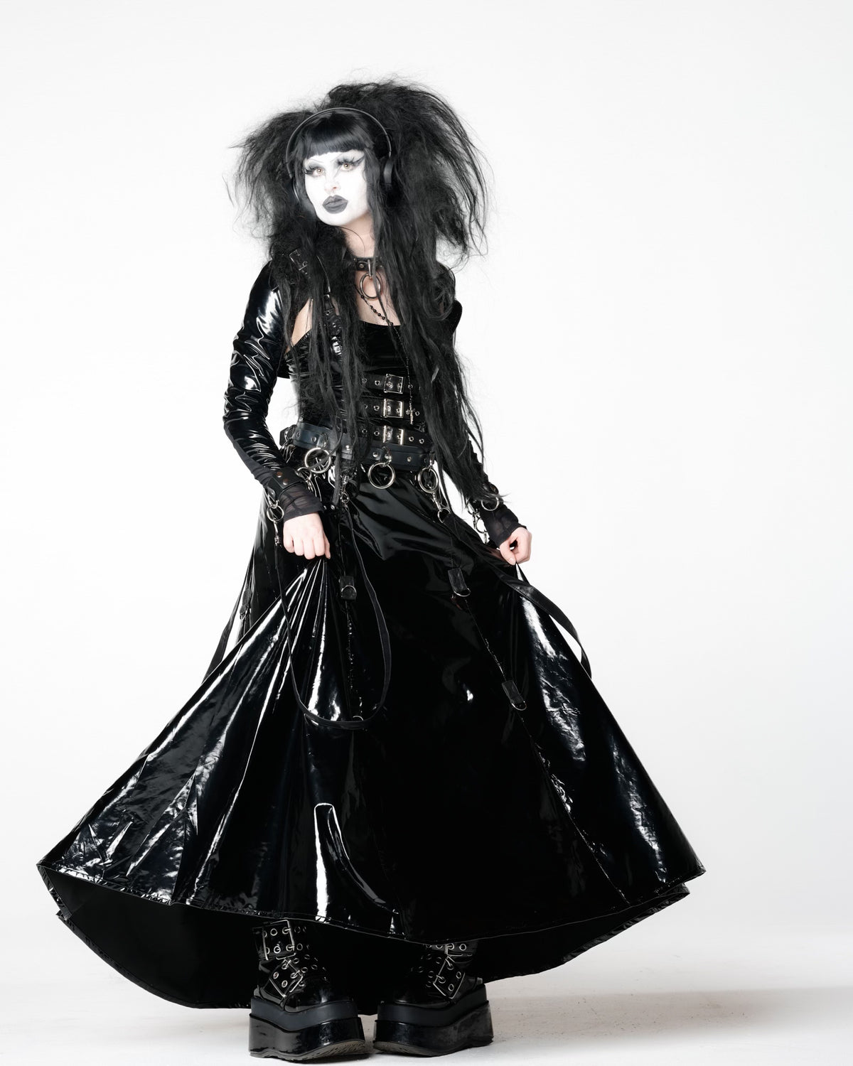 BLACK PVC VINYL INDUSTRY BALL GOWN-Dresses-Lip Service