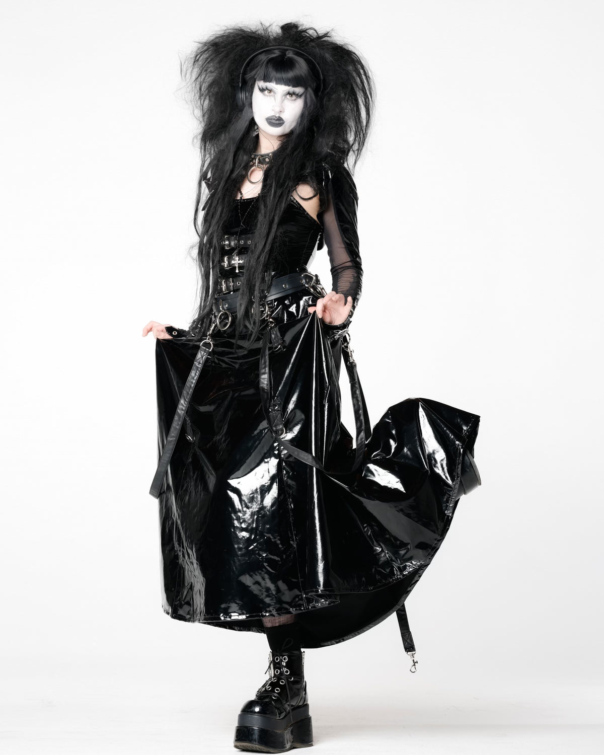 vinyl black dress BLACK PVC VINYL INDUSTRY BALL GOWN-Dresses-Lip Service