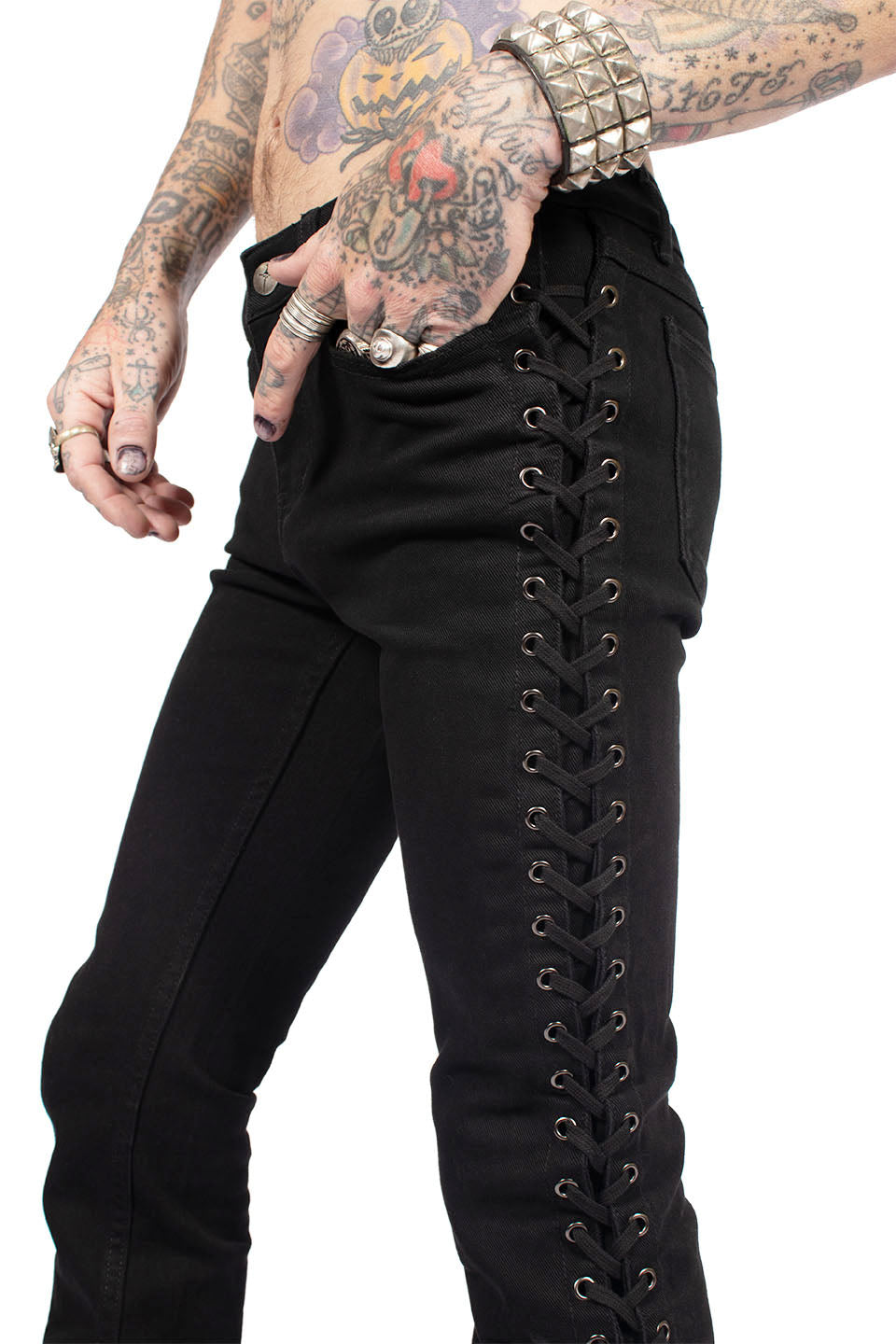 Side Lace Rocker Jeans-Bottoms-Lip Service