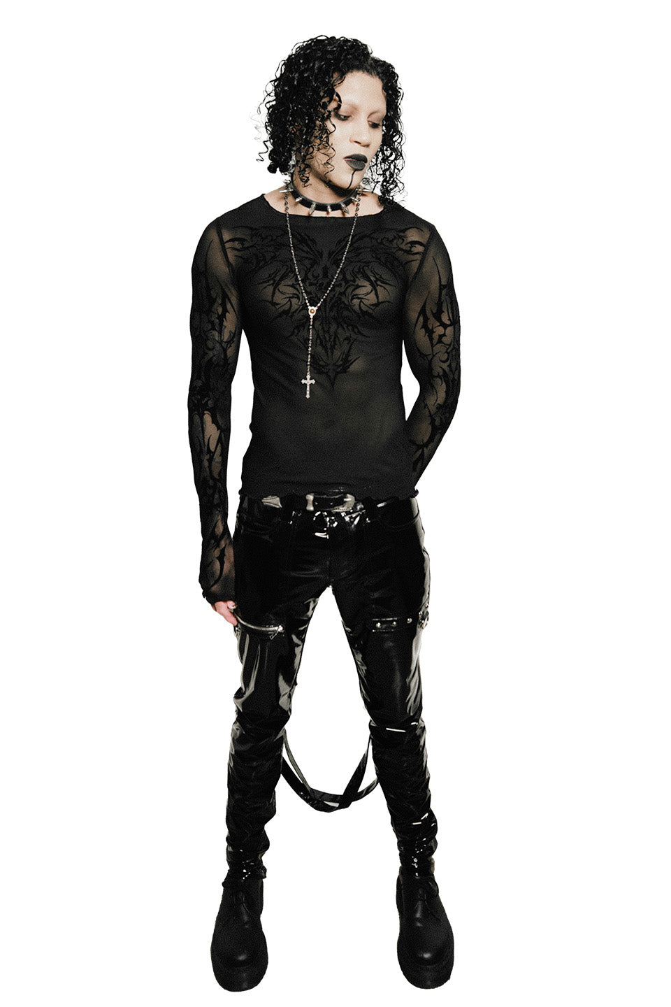 The Replicant Cross Strap Stretch PVC Pants-Bottoms-Lip Service